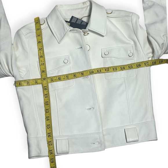 Rachel Zoe Ivory cropped leather jacket size small 4 - Picture 8 of 13